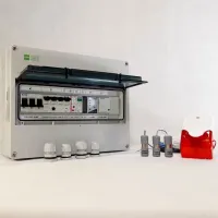 Zestaw sterujący jednopompową przepompownię ścieków, pompa trójfazowa